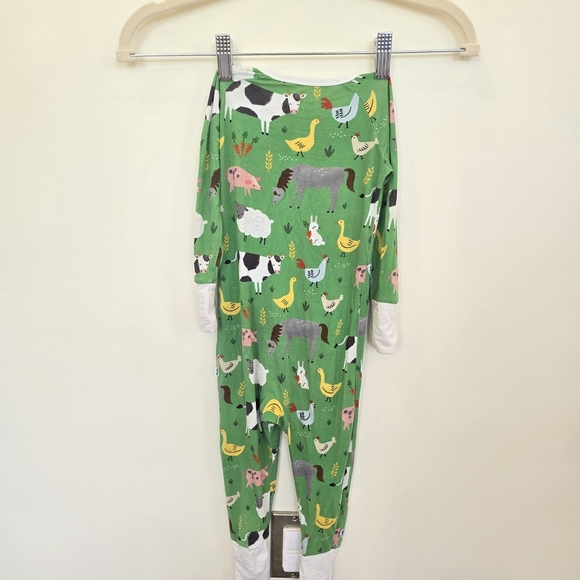 Little Sleepies Green Farm Animal Zippies Pajama Onesie - Picture 13 of 14